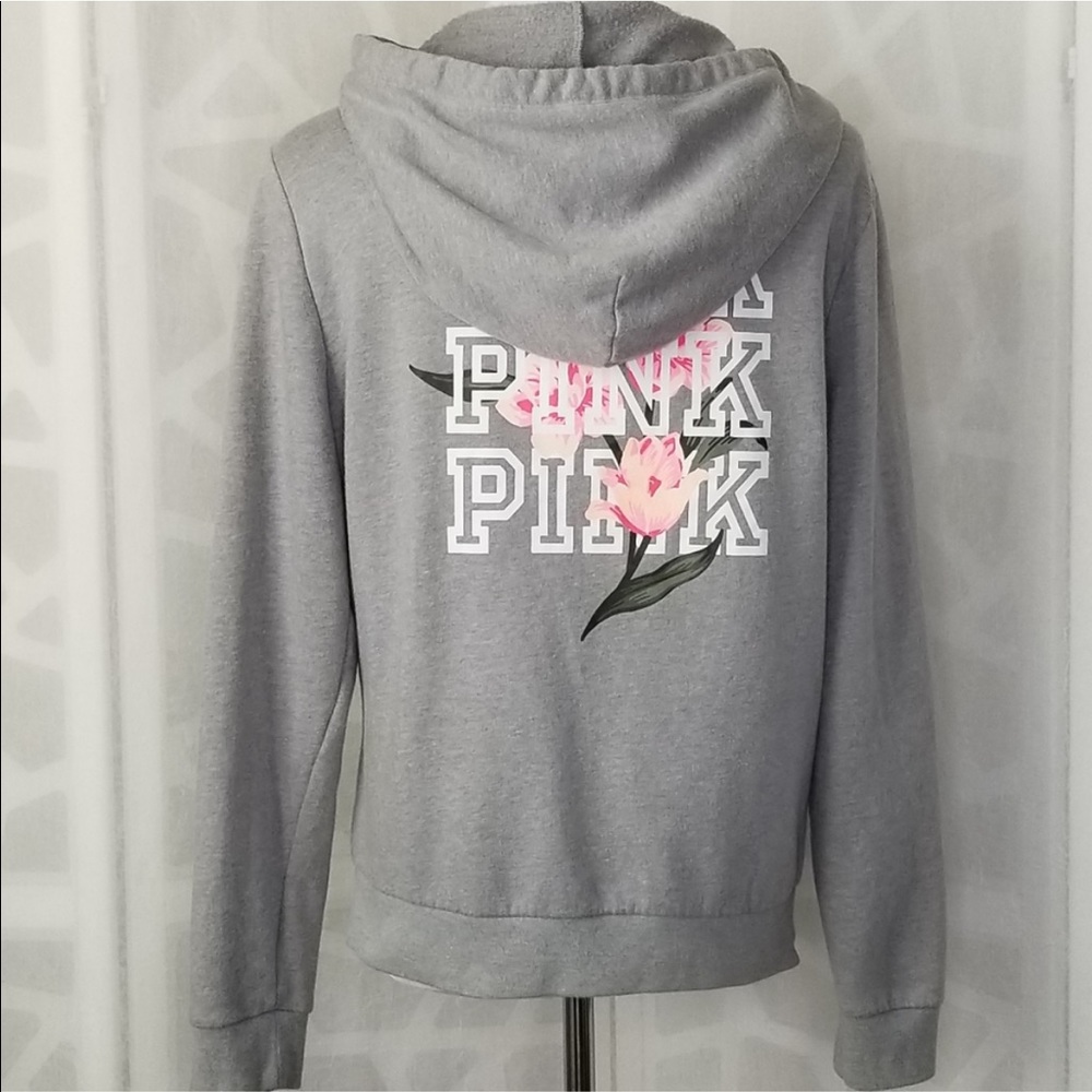 PINK floral zip up sweater